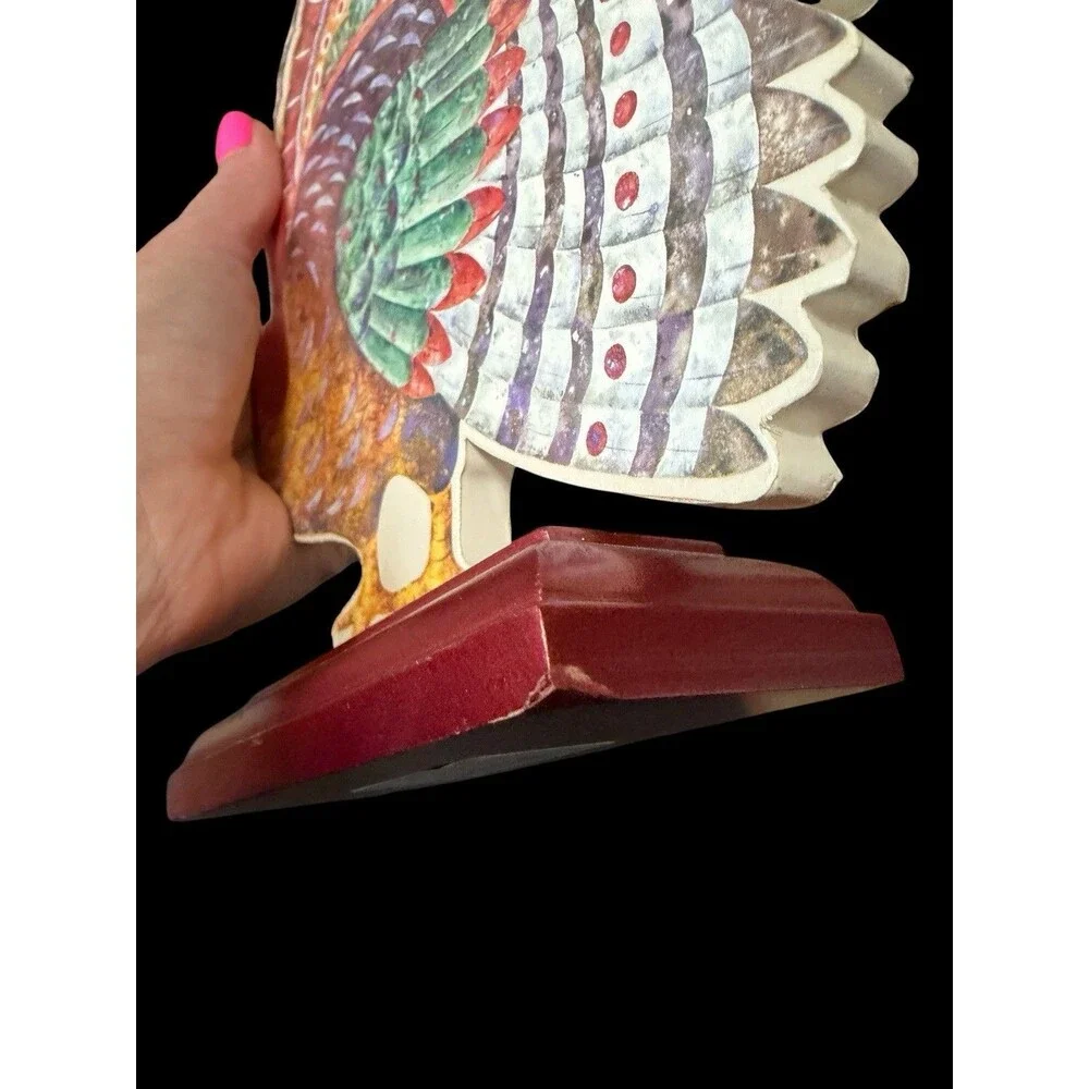 3 Vtg Hallmark Thanksgiving Pilgrims Turkey Die Cut Wooden Stand Decorations